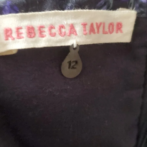 Rebecca Taylor 100% Silk Quilted Floral Dress 12 - Picture 10 of 11